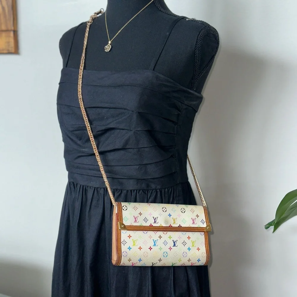 Louis Vuitton X Takashi Murakami White Multicolored Porte Tresor International